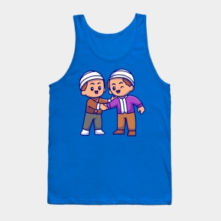 Couple Muslim Men Shaking Hands Cartoon Tank Top